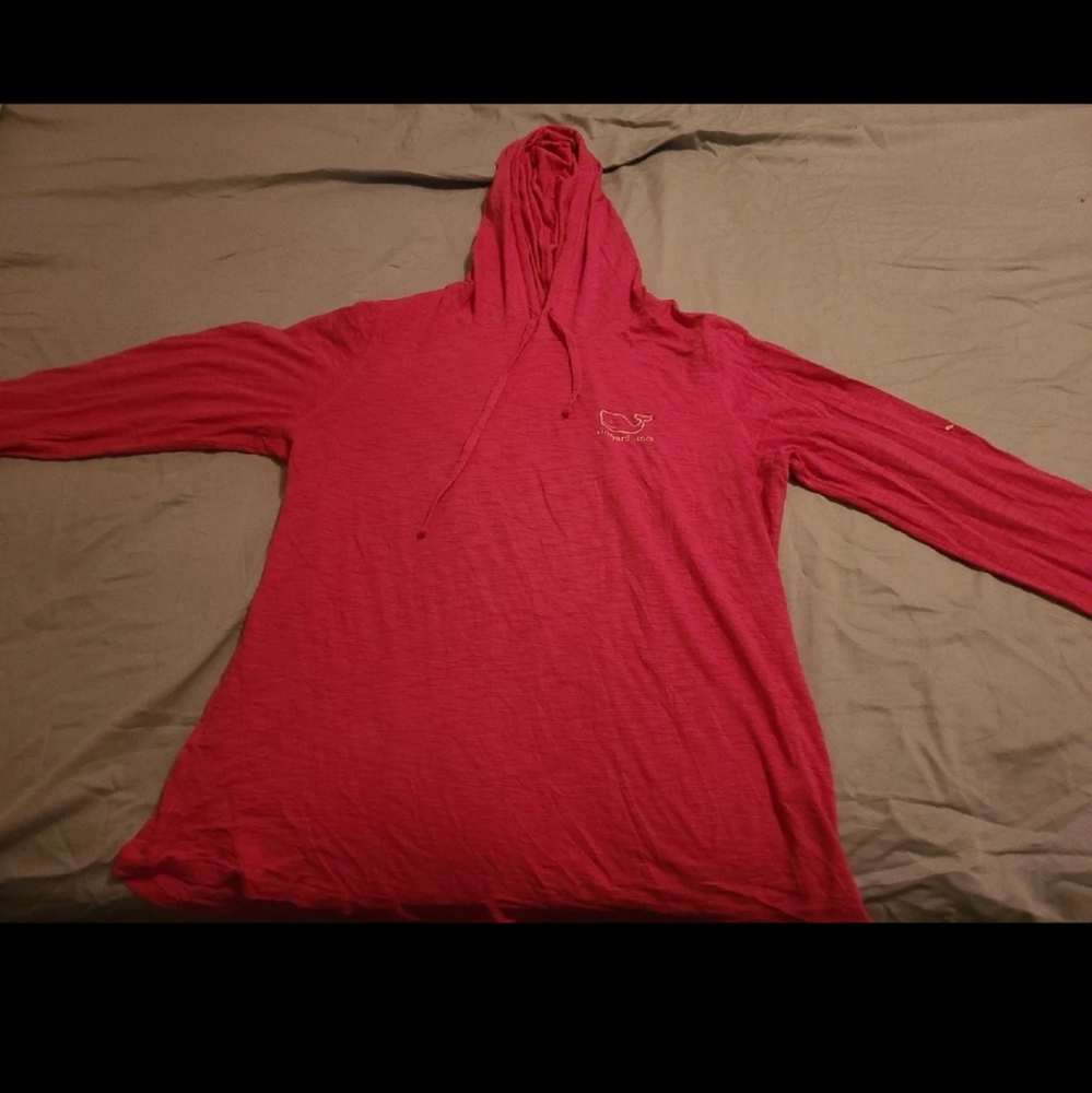 Pink long sleeve shirt with hood